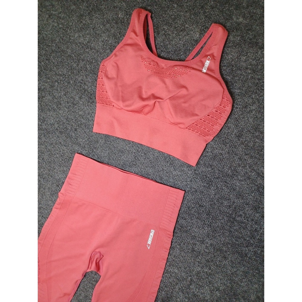 Gymshark Womens Small Energy+ Seamless Leggings & Sports Bra Red